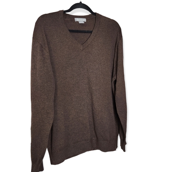 Daniel Cremieux 100% Supima Cotton Brown V Neck Sweater Knit Size Large Men EUC - Picture 7 of 8